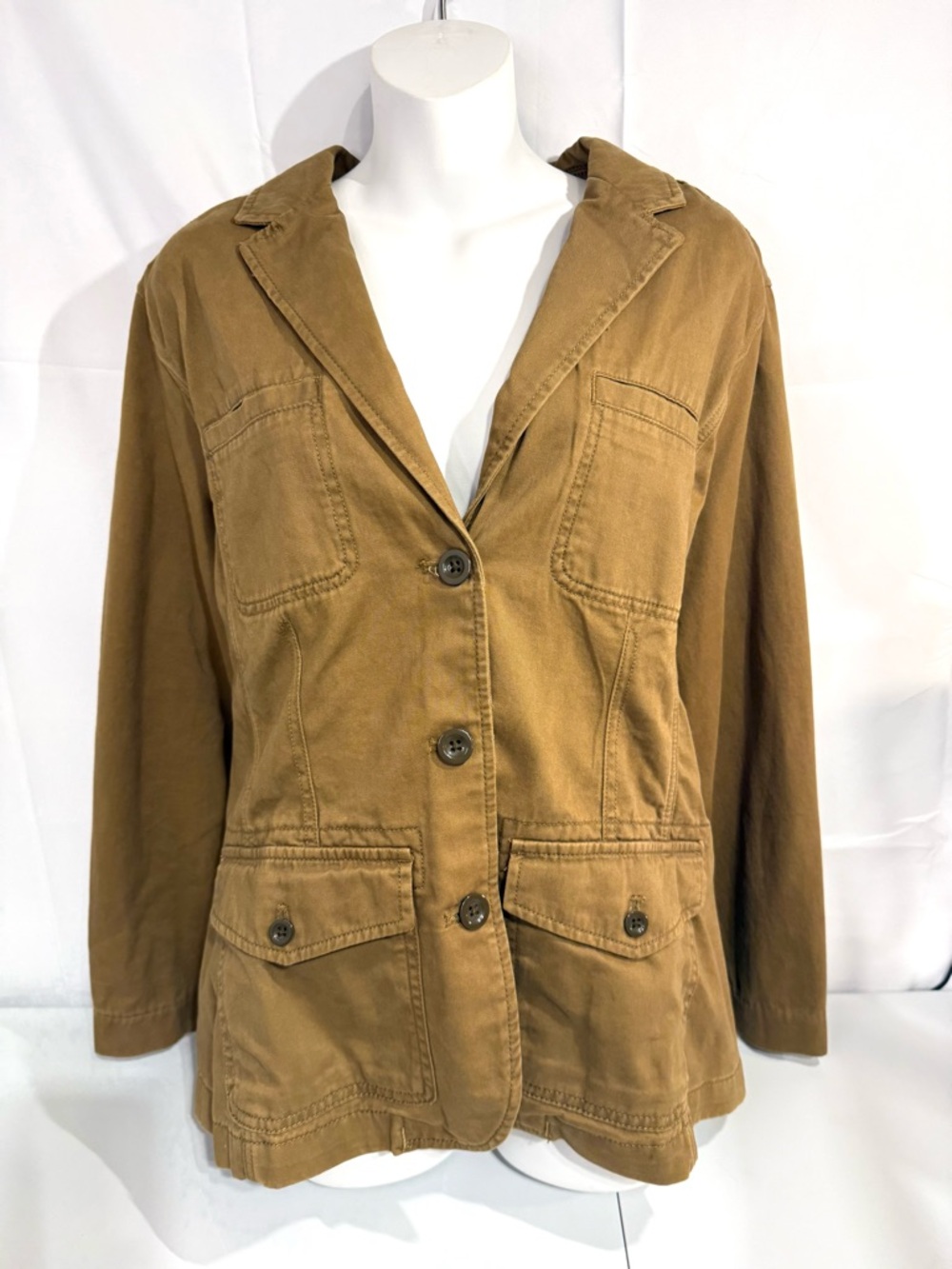 Eddie Bauer Brown Cotton Utility Field Jacket 4 Pocket Women’s Size 14